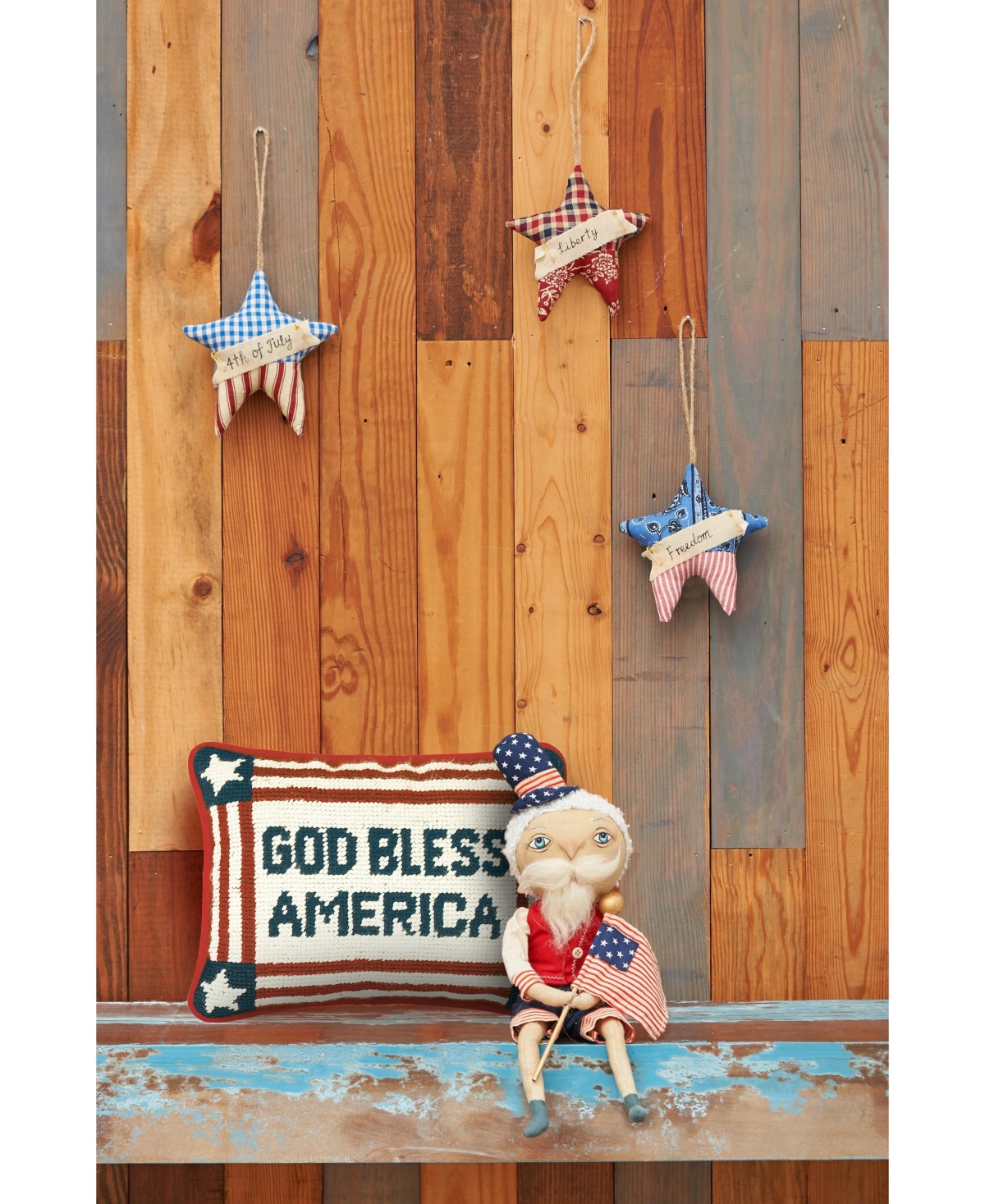 6.5" x 9" God Bless America July 4th Needlepoint Petite Throw Pillow