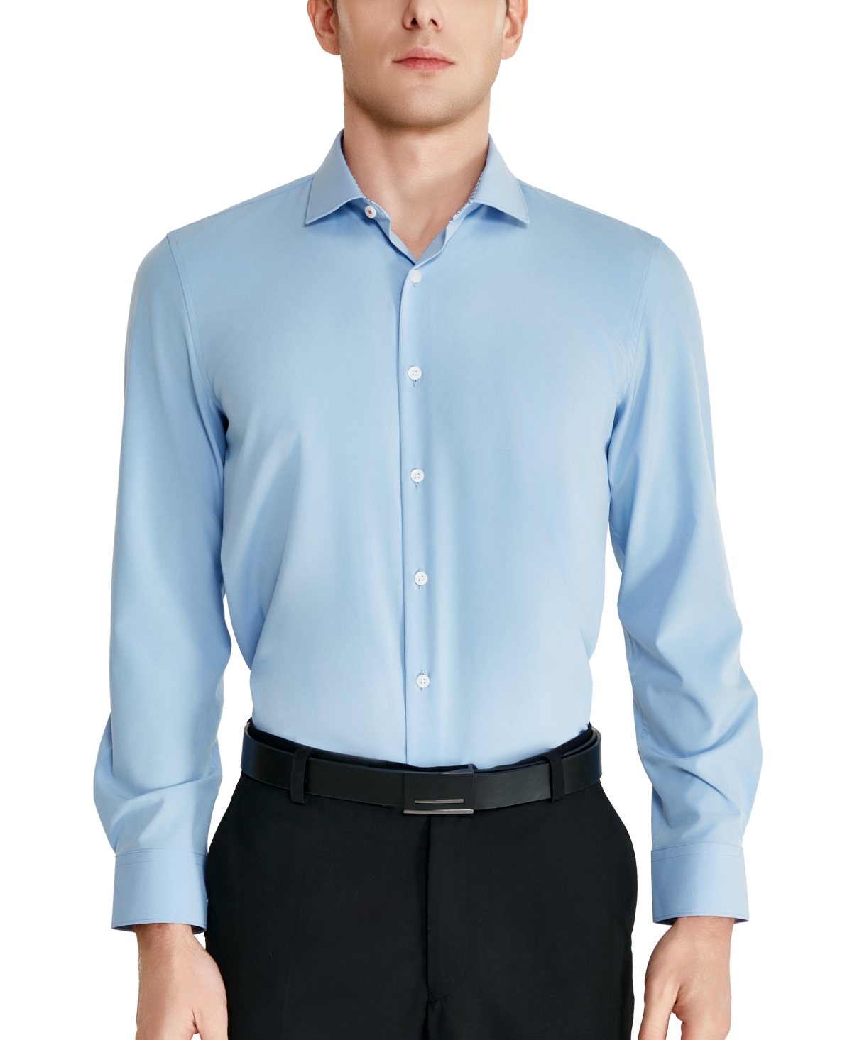 Tallia Men's Slim-fit Solid Poplin Dress Shirt In Lt Blue