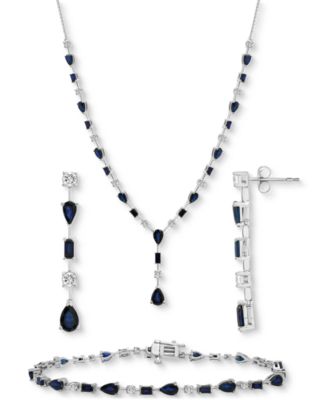 Blue Sapphire (5 ct. t.w.) & White Sapphire (5/8 ct. t.w.) 17" Lariat Necklace in Sterling Silver