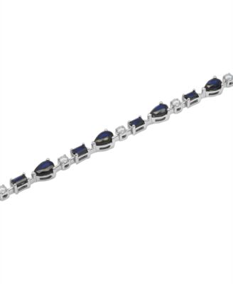 Blue Sapphire (3-3/8 ct. t.w.) & White Sapphire (5/8 ct. t.w.) Mixed Cut Tennis Bracelet in Sterling Silver
