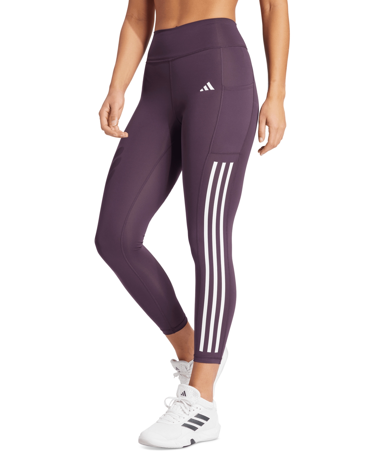 Shop Adidas Originals Women's Optime Moisture-wicking 3-stripe 7/8 Leggings In Aurora Black