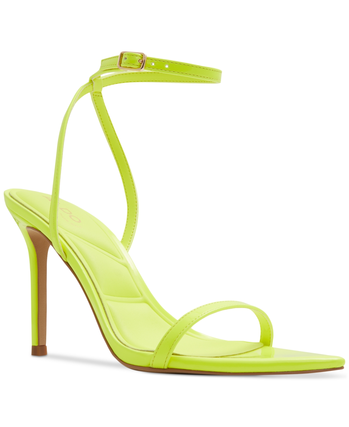 Shop Aldo Women's Tulipa Ankle-strap Stiletto Dress Sandals In Bright Yellow Patent