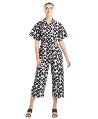 Natori - Women's Cropped Geo Button-Front Jumpsuit