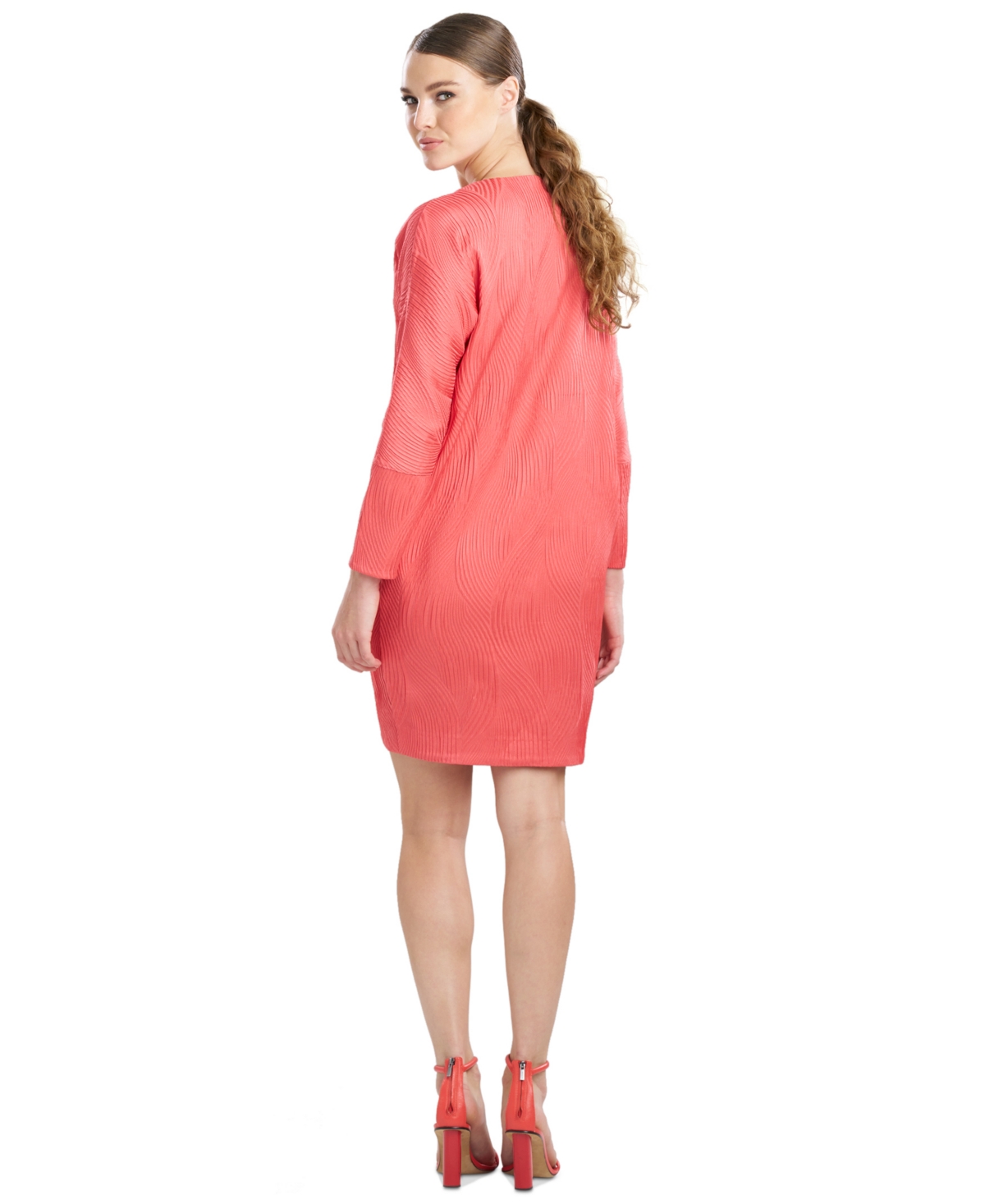 Natori Women's Long-Sleeve V-Neck Jacquard Dress