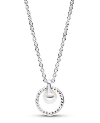 Sterling Silver Sparkling Treated Freshwater Cultured Pearl Pave Collier Necklace