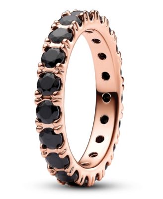 14K Rose Gold-Plated Timeless Black Sparkling Row Eternity Ring