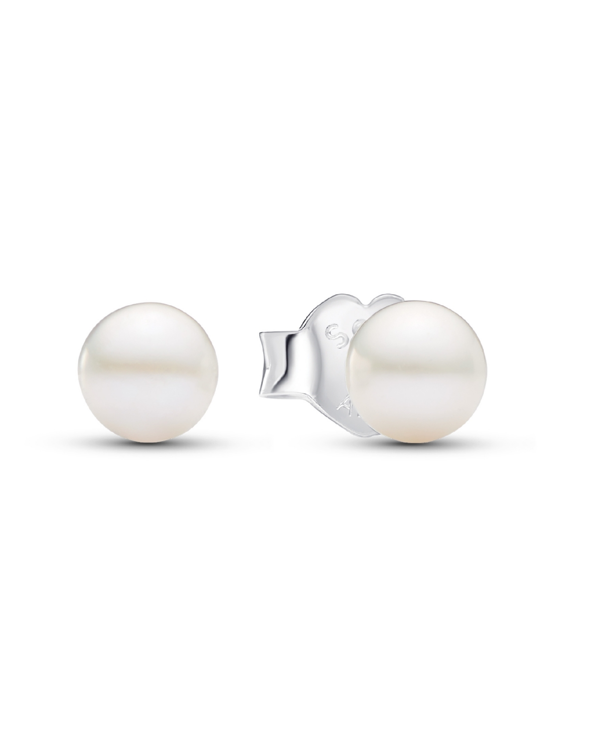 Shop Pandora Treated Freshwater Cultured Pearl Stud Earrings In Silver