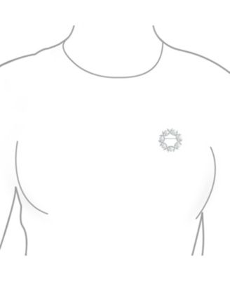 Elegant Holiday Marquise CZ Cubic Zirconia Round 8MM White Simulated Pearl Wreath Circle Scarf Brooch Pin