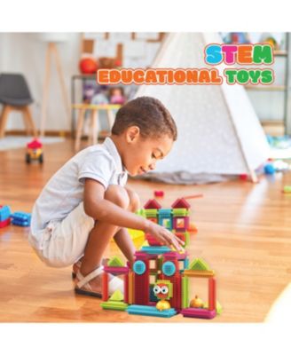  STEM Building Toys, 144 pcs Bristle Shape 3D Tiles Construction Educational Block, Creativity Beyond Imagination for Kids Ages 3-8