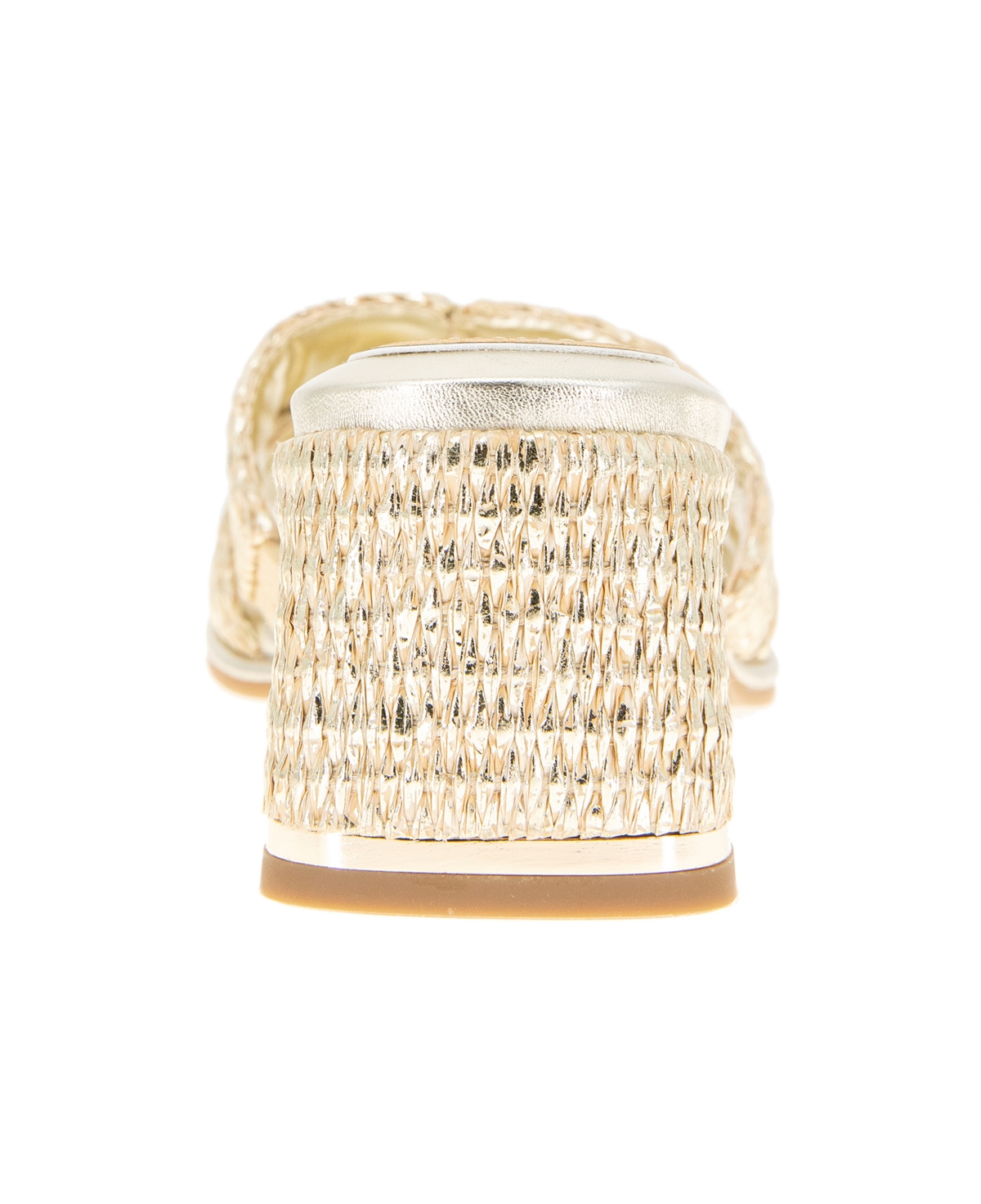 Kenneth Cole New York Women's Harper Woven Strap Slip-On Block Heel Sandals - Platinum- Raffia