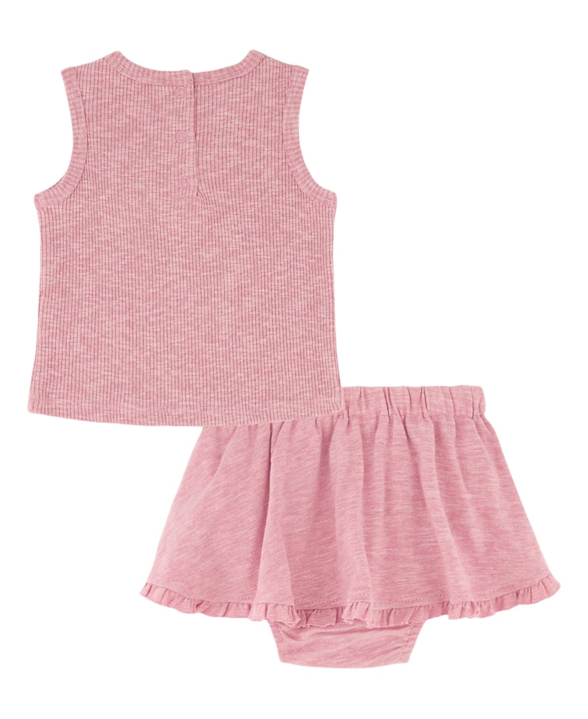 Shop Calvin Klein Baby Girls Slub Jersey Ribbed Top And Skort, 2 Piece Set In Pink