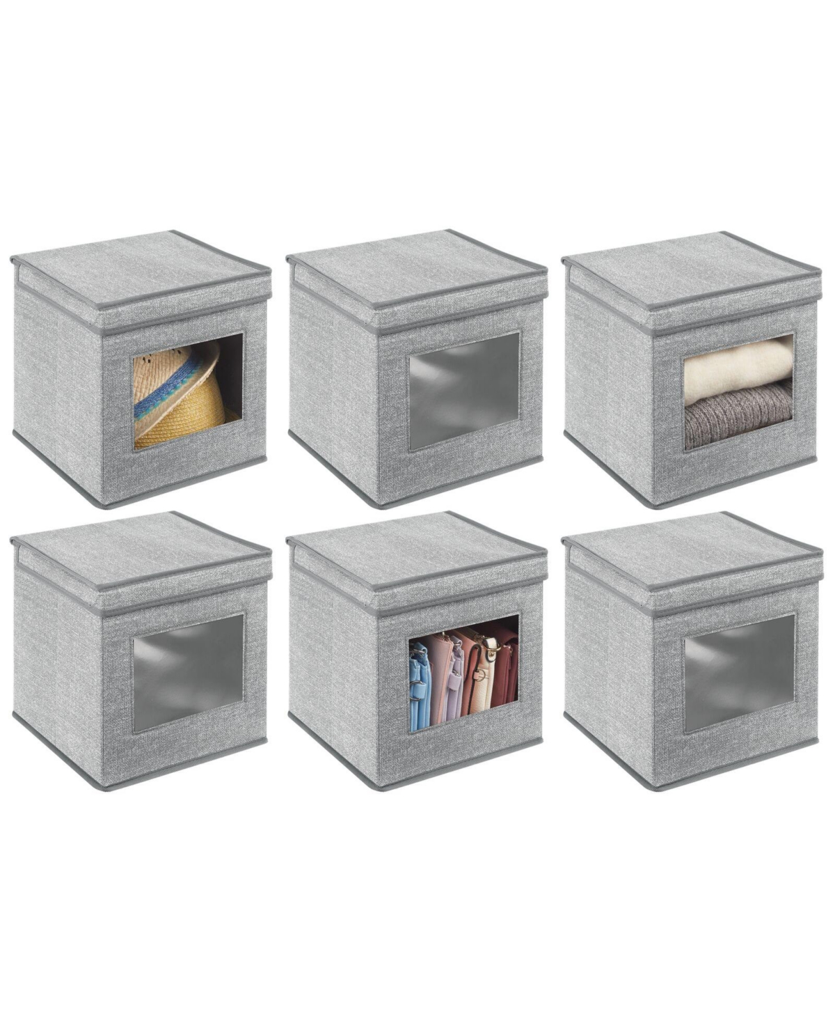 Fabric Stackable Cube Storage Organizer Box, 6 Pack - Gray