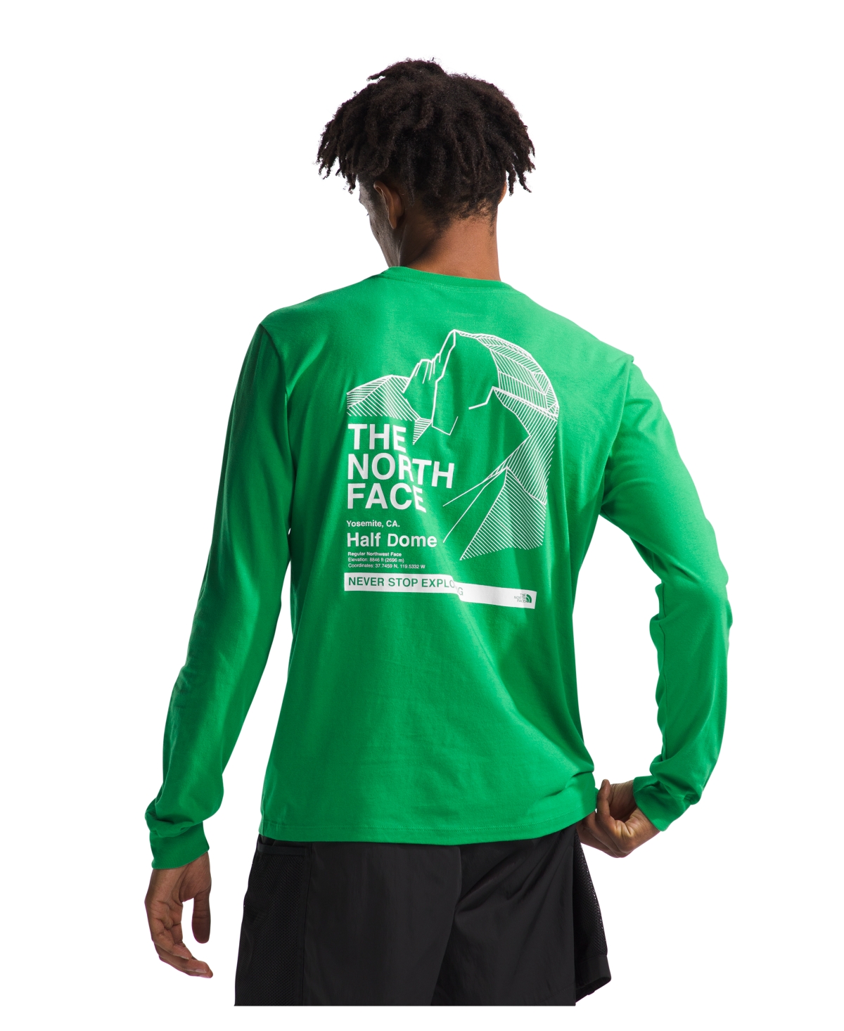 The North Face Men's Long Sleeve Places We Love T-shirt In Optic Emerald,tnf White