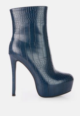 Womens orion high heeled croc ankle boot