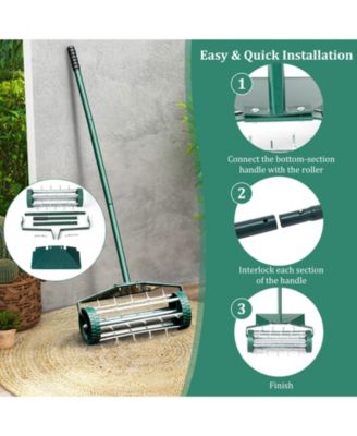 18 Inch Rolling Lawn Aerator with Splash-Proof Fender for Garden