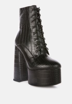 magdalene croc high heel platform boots