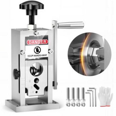 Manual Wire Stripping Machine 0.06–1.18 Inch Copper Cable Stripper with Adjustable Blade Depth and Visible Window, Hand Crank or Drill Powered