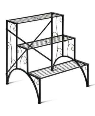 3-Tier Metal Plant Rack Garden Shelf in Stair Style