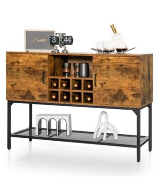 Industrial Kitchen Buffet Sideboard with Wine Rack and 2 Doors