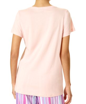 HUE Women's Graphic Lounge Tee With Pockets - French Terry Sleep Pajama Top