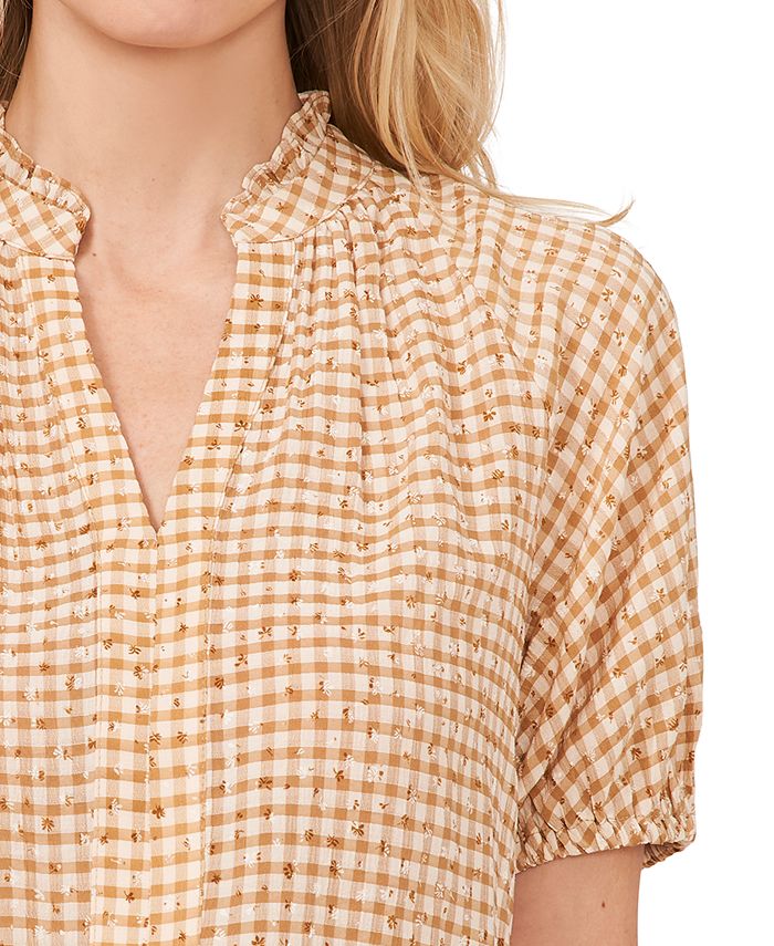 CeCe Women's Ruffled V-Neck Raglan Puff-Sleeve Blouse - Macy's