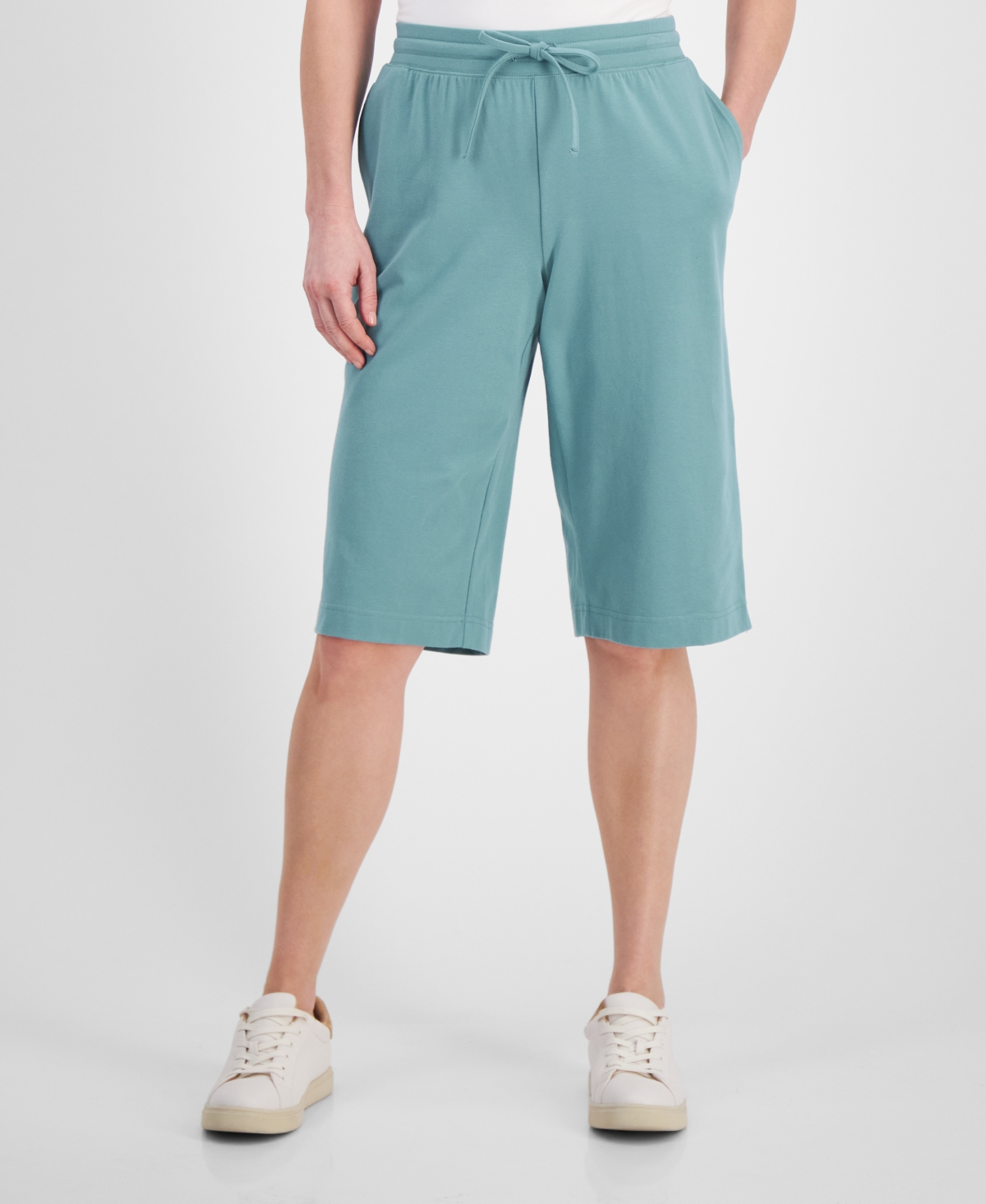 Style & Co Women's Mid Rise Sweatpant Bermuda Shorts, Created For Macy's In Desert Teal