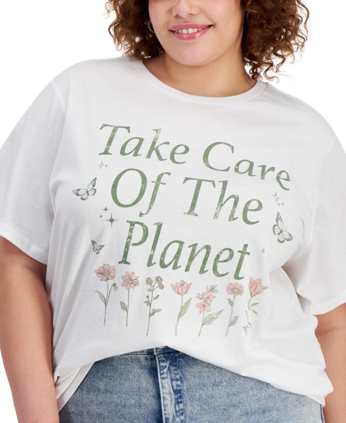Grayson Threads, The Label Trendy Plus Size Take Care of the Planet Graphic T-Shirt