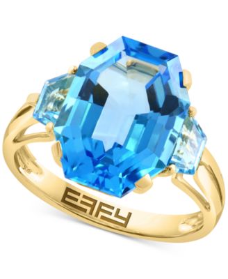 EFFY&reg; Blue Topaz Octagon & Trapezoid Baguette Statement Ring (9 ct. t.w.) in 14k Gold
