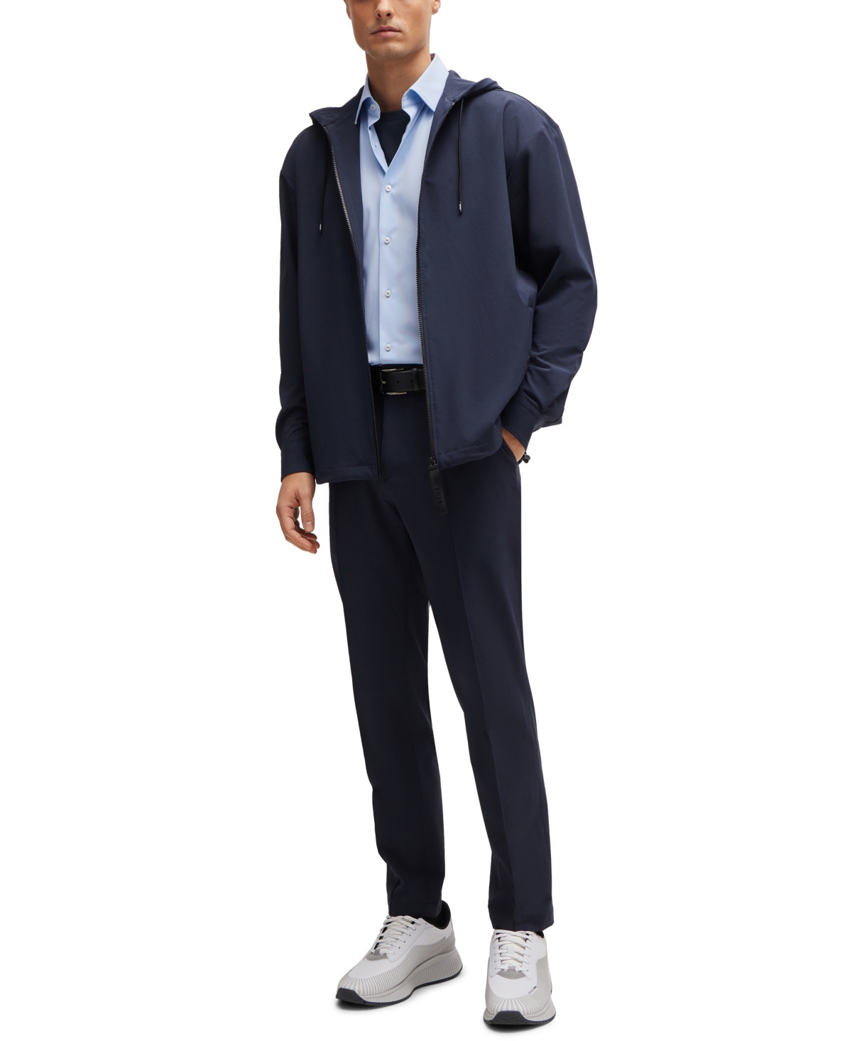 Boss by Hugo Boss Men's Structured Performance-Stretch Regular-Fit Dress Shirt - Pastel Blue