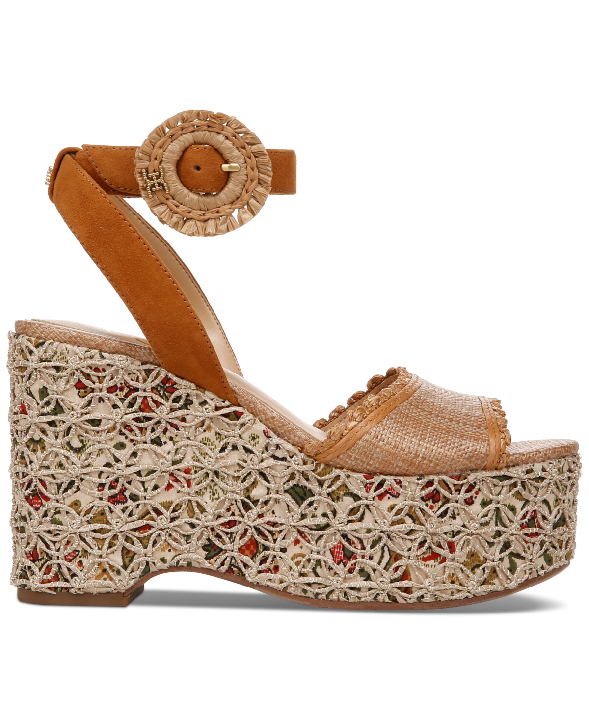 Sam Edelman Women's Amber Two-Piece Sculpted Platform Wedge Sandals -Buff Tan