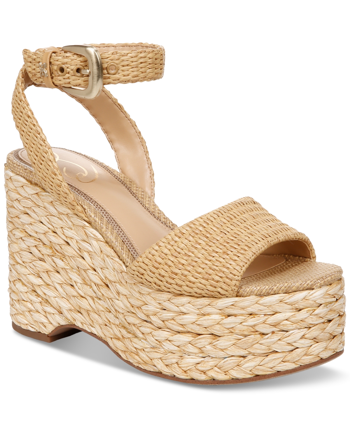 Sam Edelman Women s April Ankle Strap Raffia Wedge Sandals Rustic Brown Smart Closet