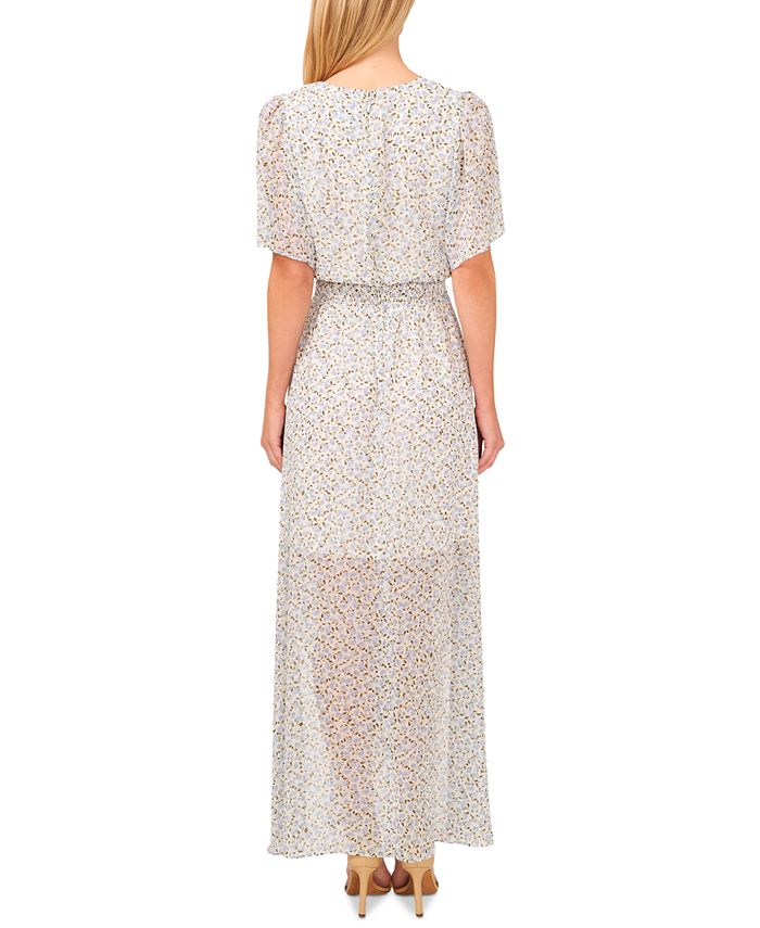 CeCe Floral Long Sleeve Cotton Maxi Shirtdress