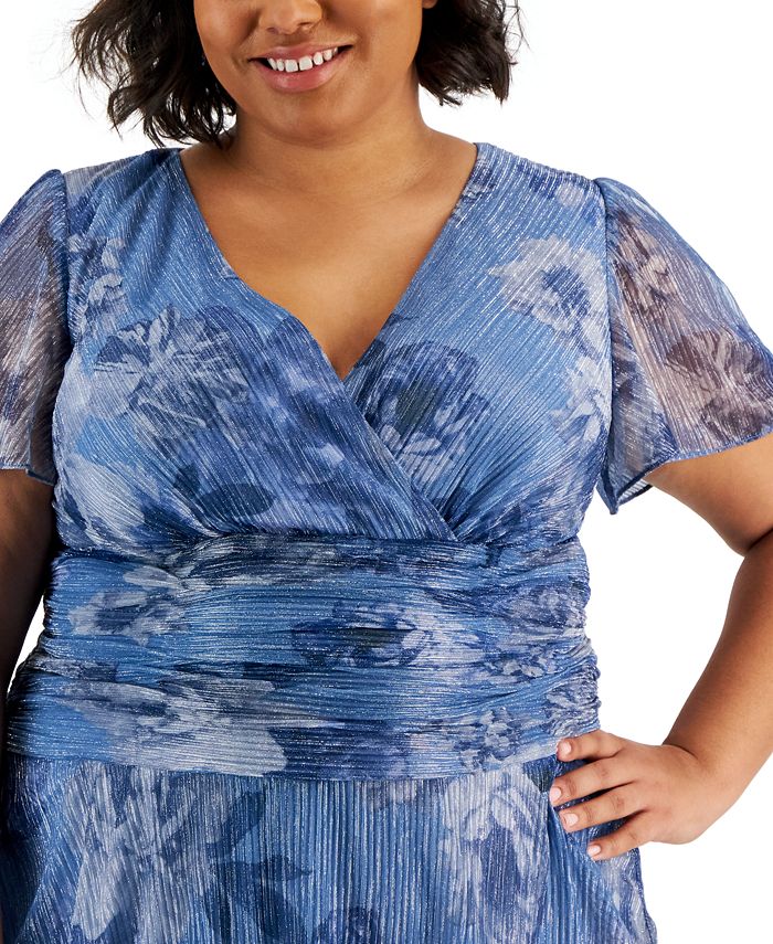 SL Fashions Plus Size Tiered Glitter A-Line Midi Dress - Macy's