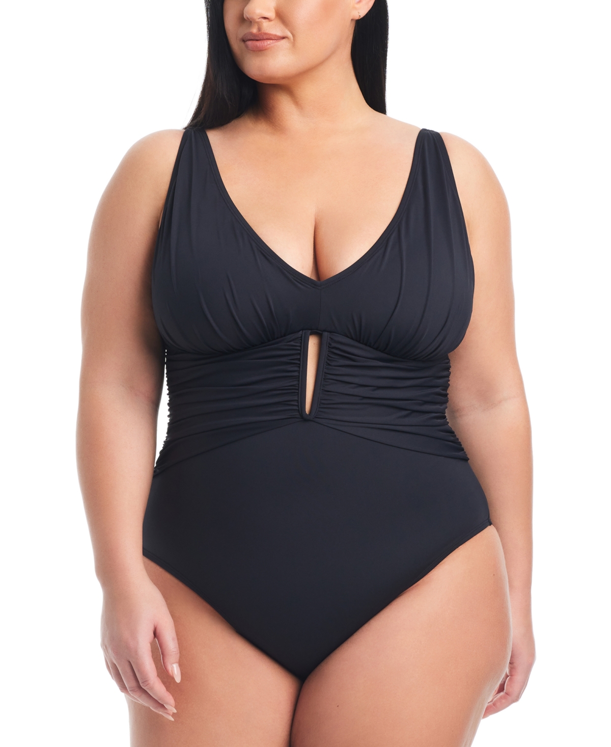 Bleu By Rod Beattie Plus Size Ruched One-piece Swimsuit In Black