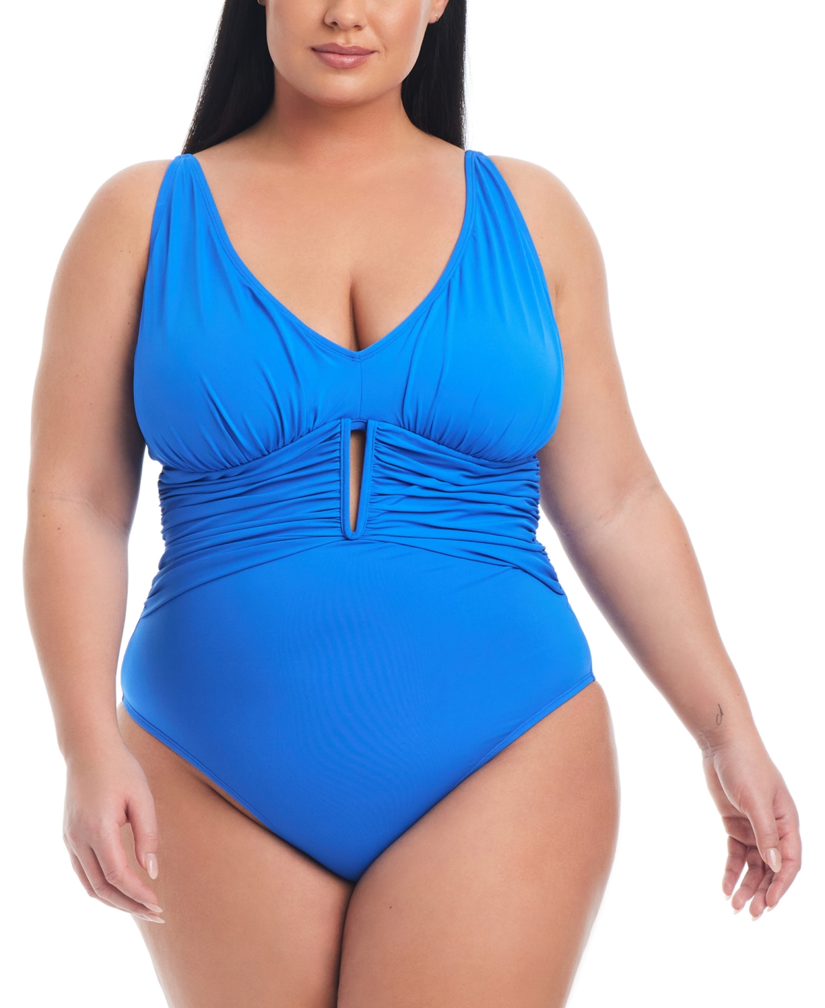 Bleu By Rod Beattie Plus Size Ruched One-piece Swimsuit In Aegean Bleu