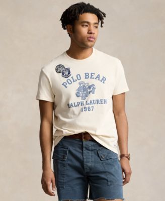 폴로 랄프로렌 Polo Ralph Lauren Mens Classic-Fit Polo Bear Jersey T-Shirt,Deckwash White Truck Bear