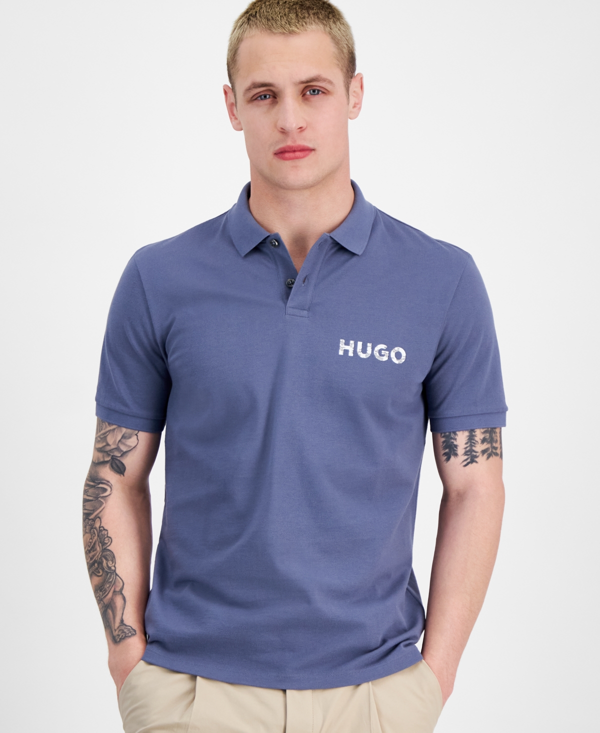 Shop Hugo By  Boss Men's Regular-fit Logo-print Polo Shirt, Created For Macy's In Amalfi Blue
