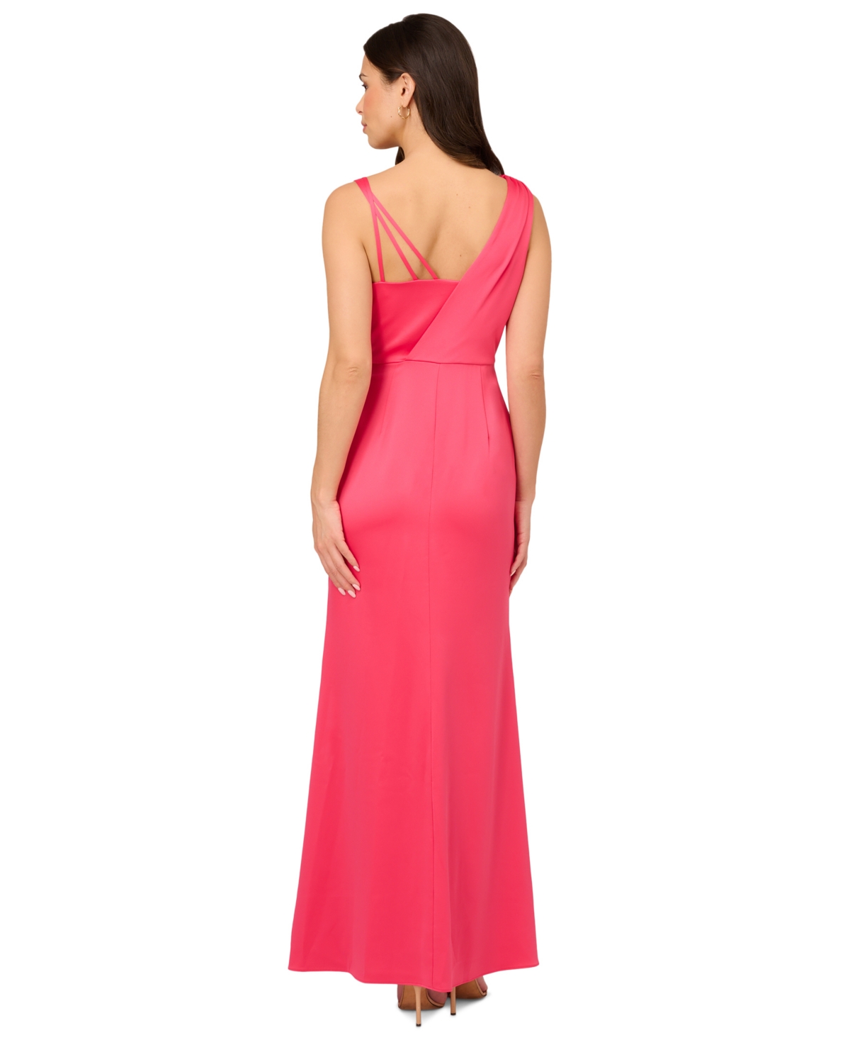Shop Adrianna Papell Women's Asymmetric-neck Satin Crepe Dress In Petunia