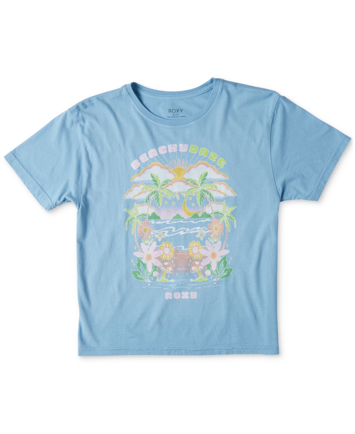 Roxy Kids' Big Girls Beachy Daze Graphic Cotton T-shirt In Bel Air Bl