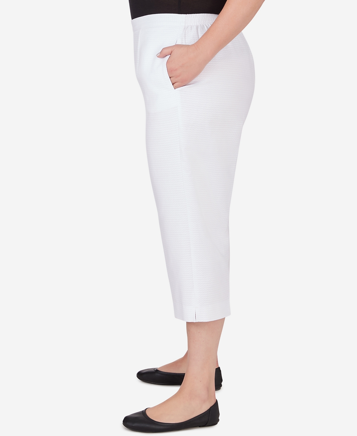 Alfred Dunner Plus Size Charleston Textured Zig Zag Capri with Pockets