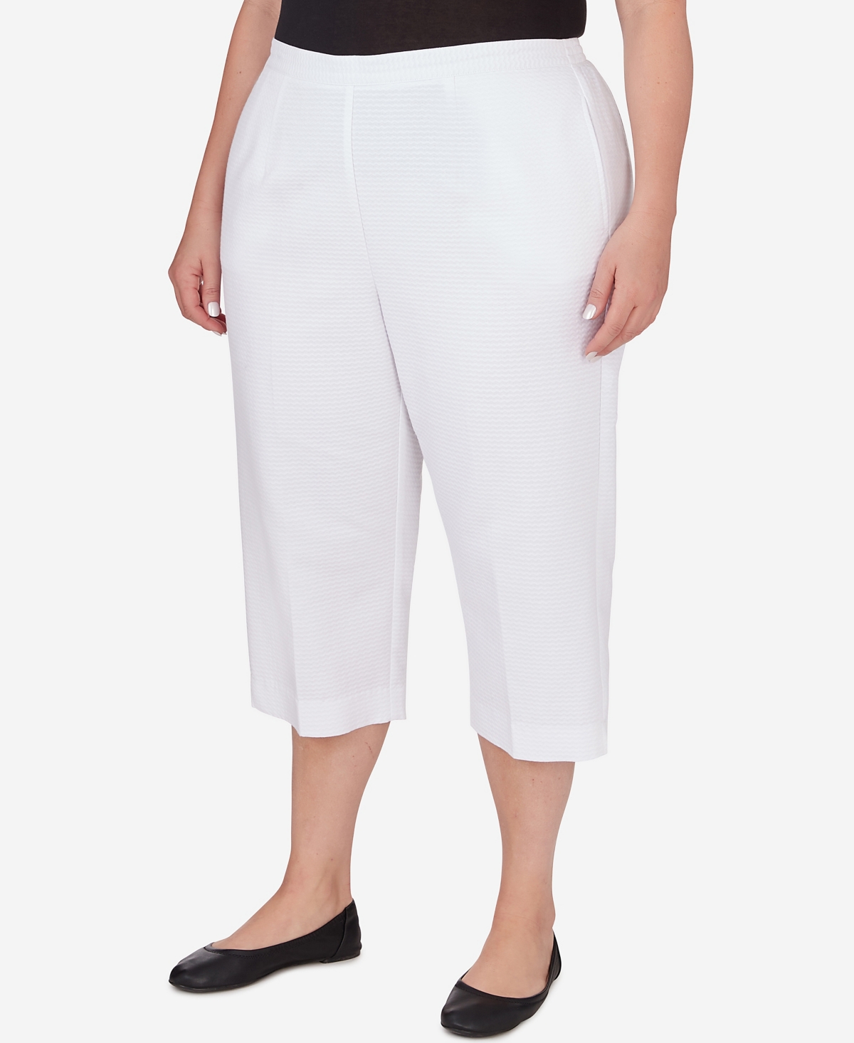 Alfred Dunner Plus Size Charleston Textured Zig Zag Capri with Pockets