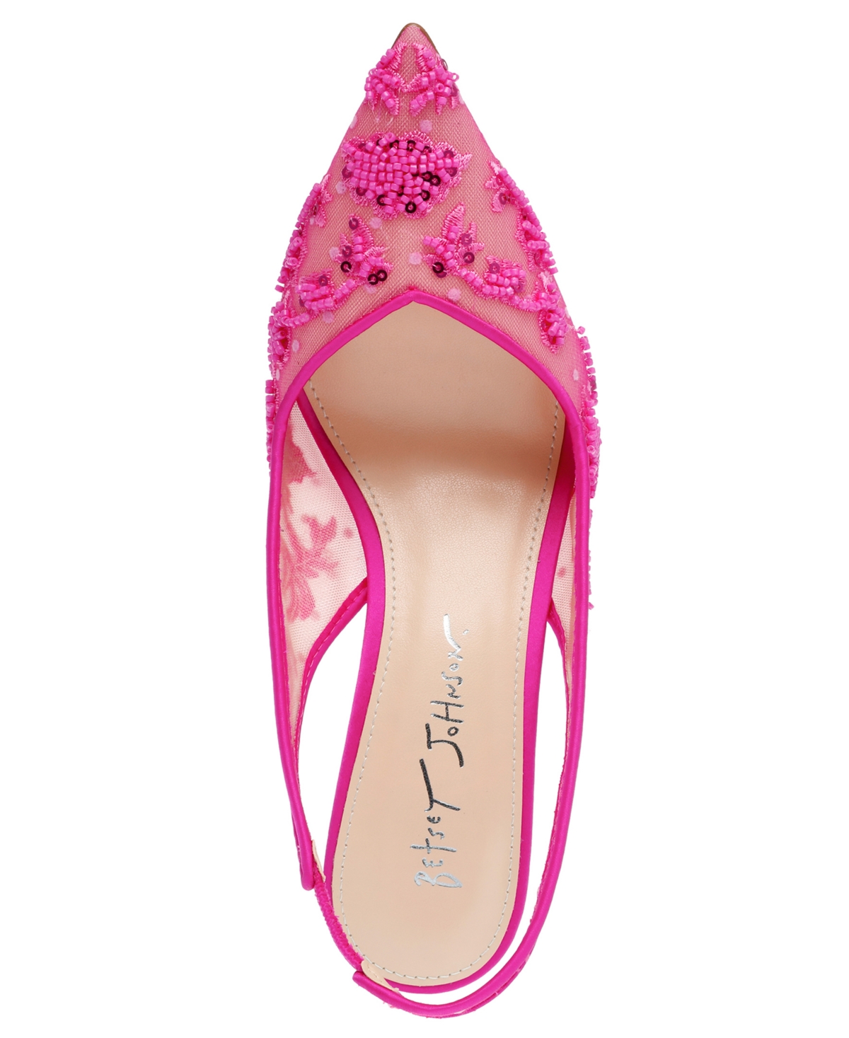 Shop Betsey Johnson Nikki Embroidered Slingback Evening Pumps In Fuchsia
