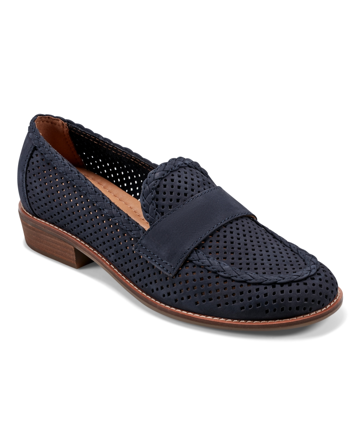Shop Earth Women's Evvie Round Toe Slip-on Casual Loafers In Navy Nubuck