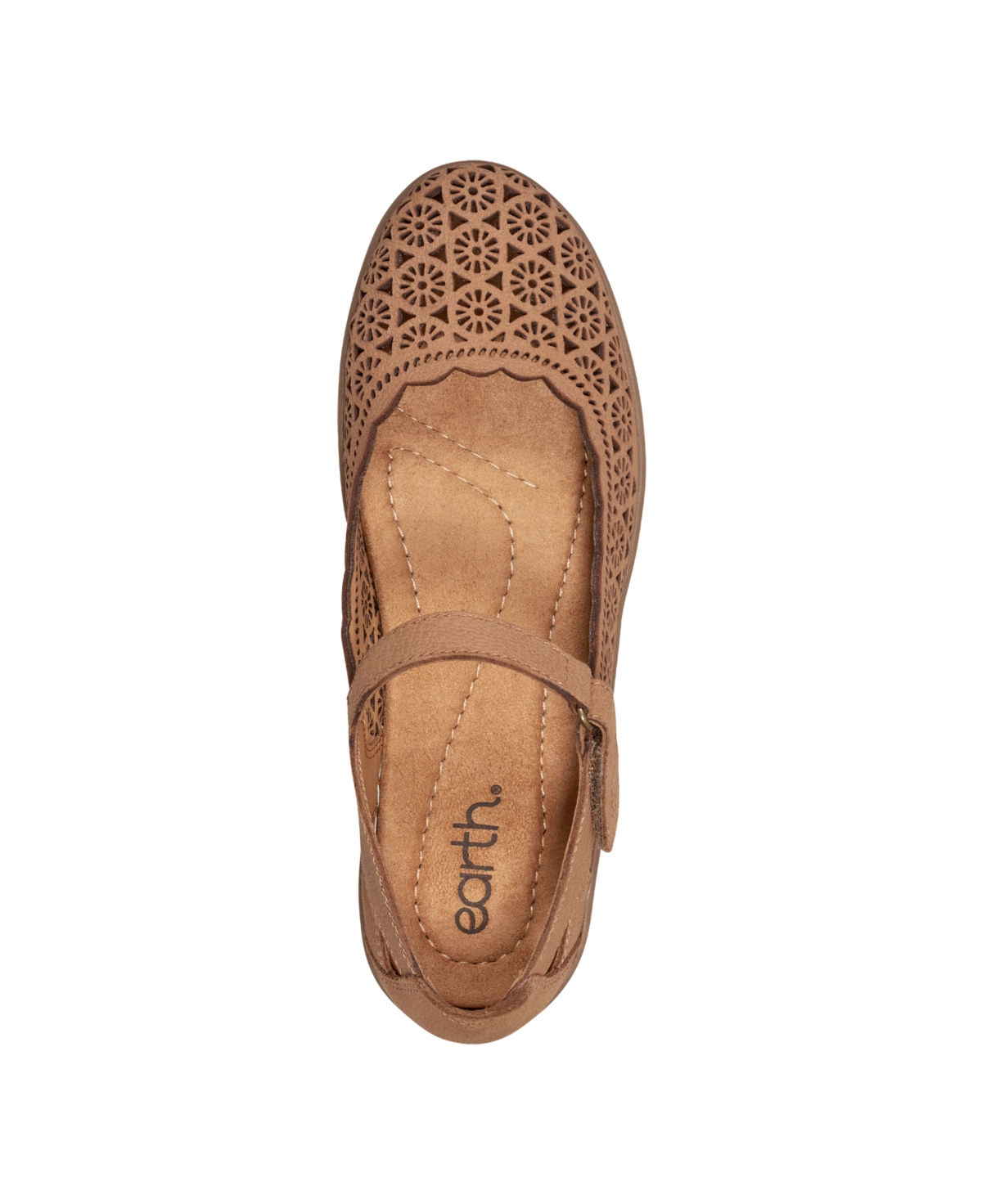 Shop Earth Women's Lady Perforated Mary Jane Flats In Cognac Leather