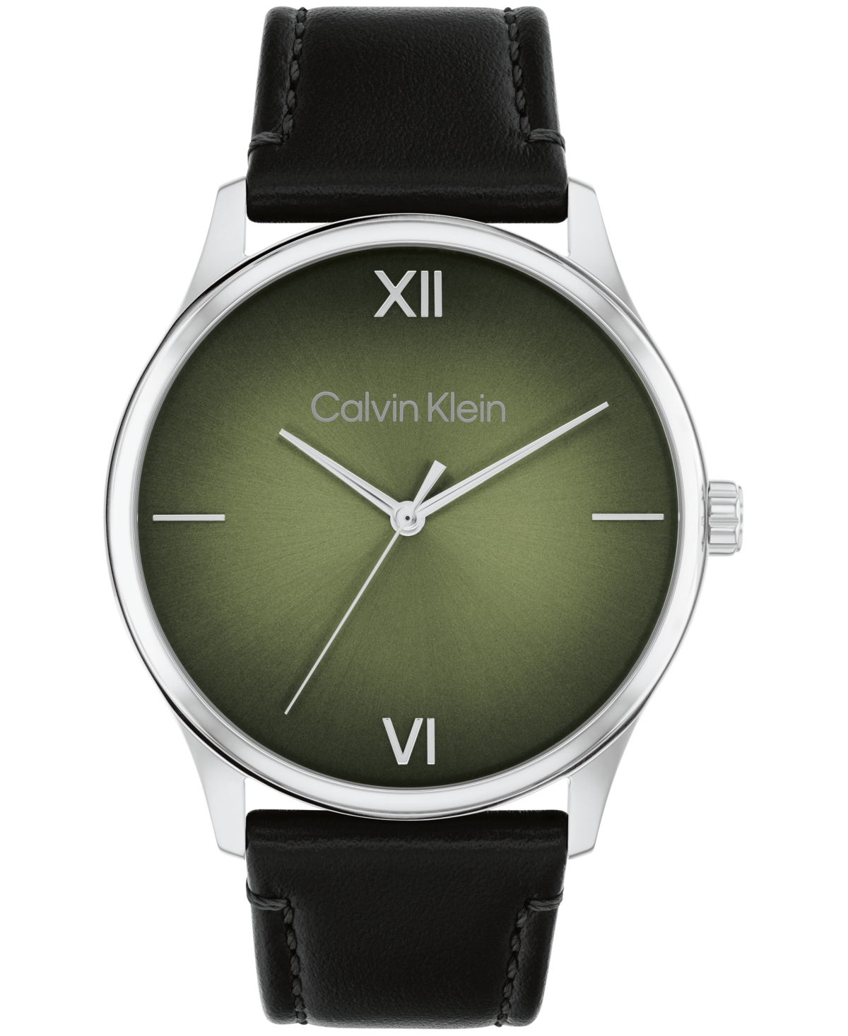 Calvin Klein Men's Ascend Black Leather Strap Watch 43mm
