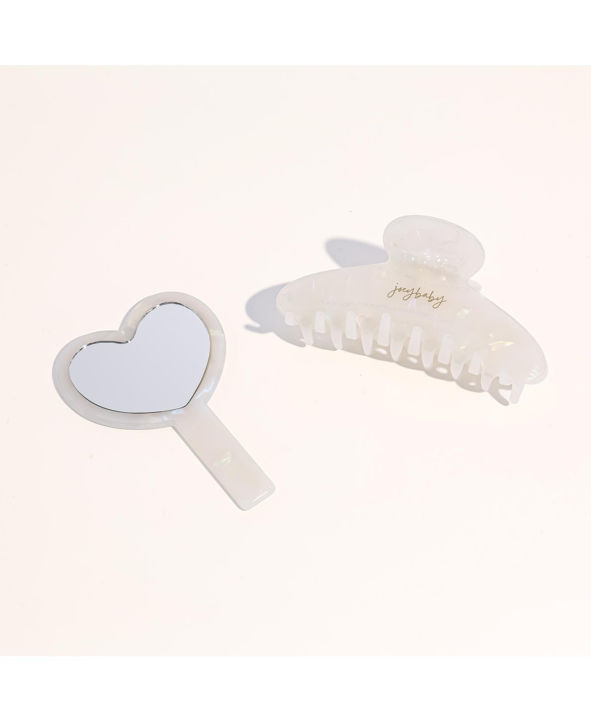 Touch Up Set (Mirror and Hair Clip) For Women - Off white