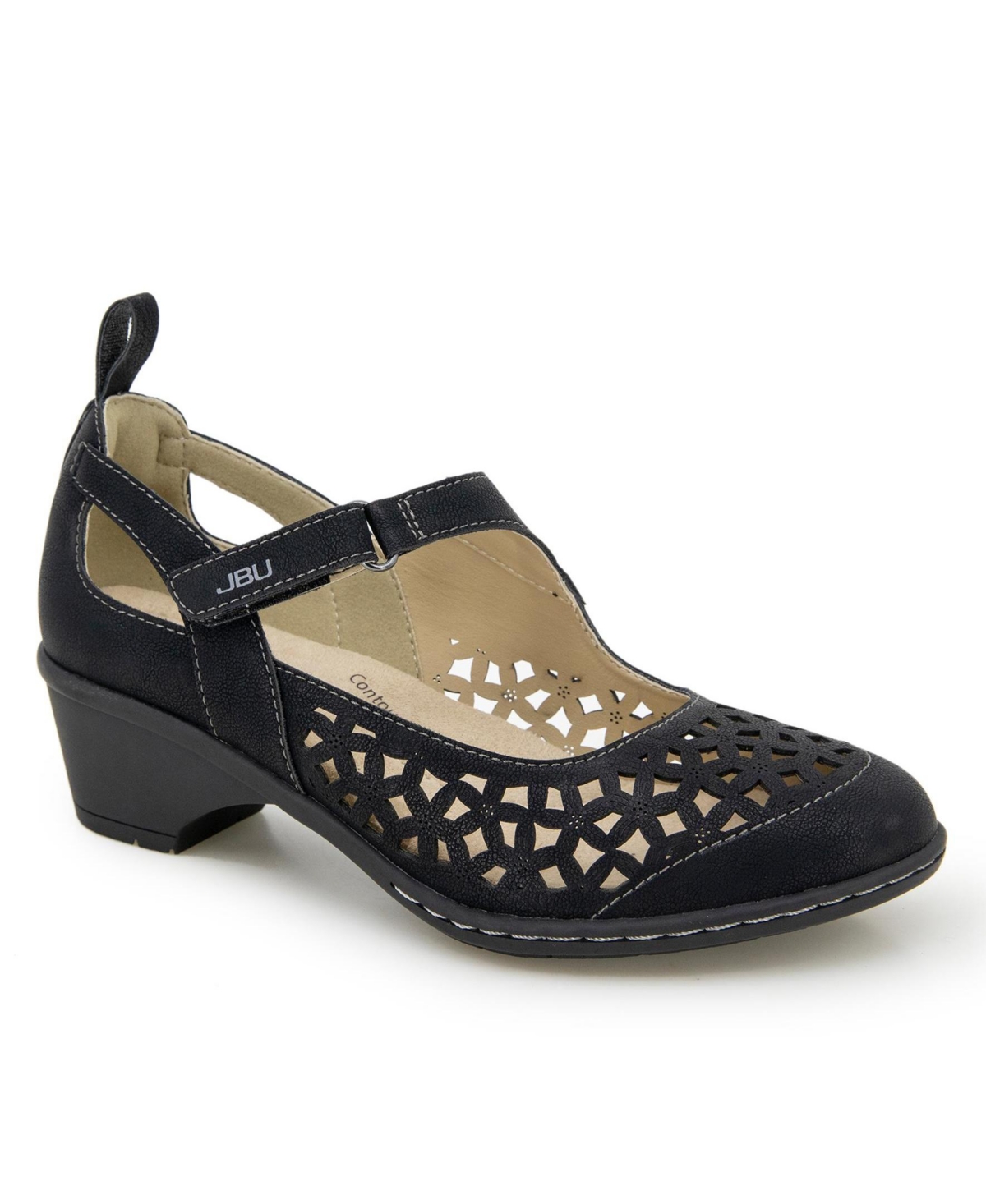 Shop Jbu Women's Jolene Memory Foam Insole Cone Heel Shoe In Black