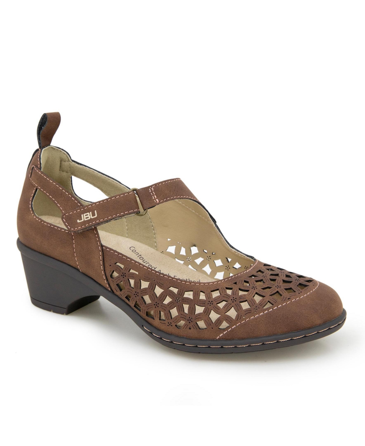 Shop Jbu Women's Jolene Memory Foam Insole Cone Heel Shoe In Brown
