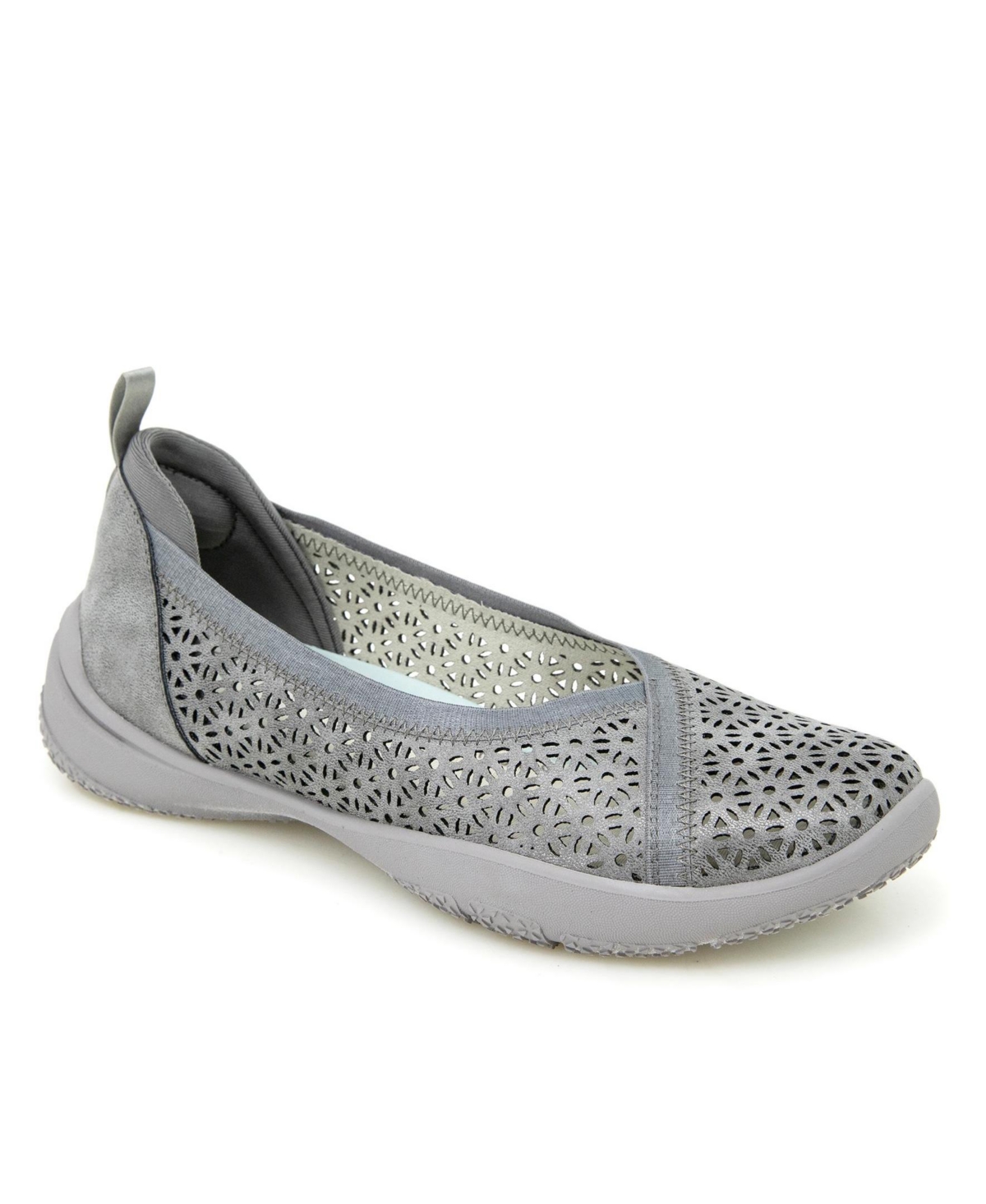 Shop Jbu Women's Emma Perforated Pattern Slip-on Flat Shoe In Gunmetal,shimmer