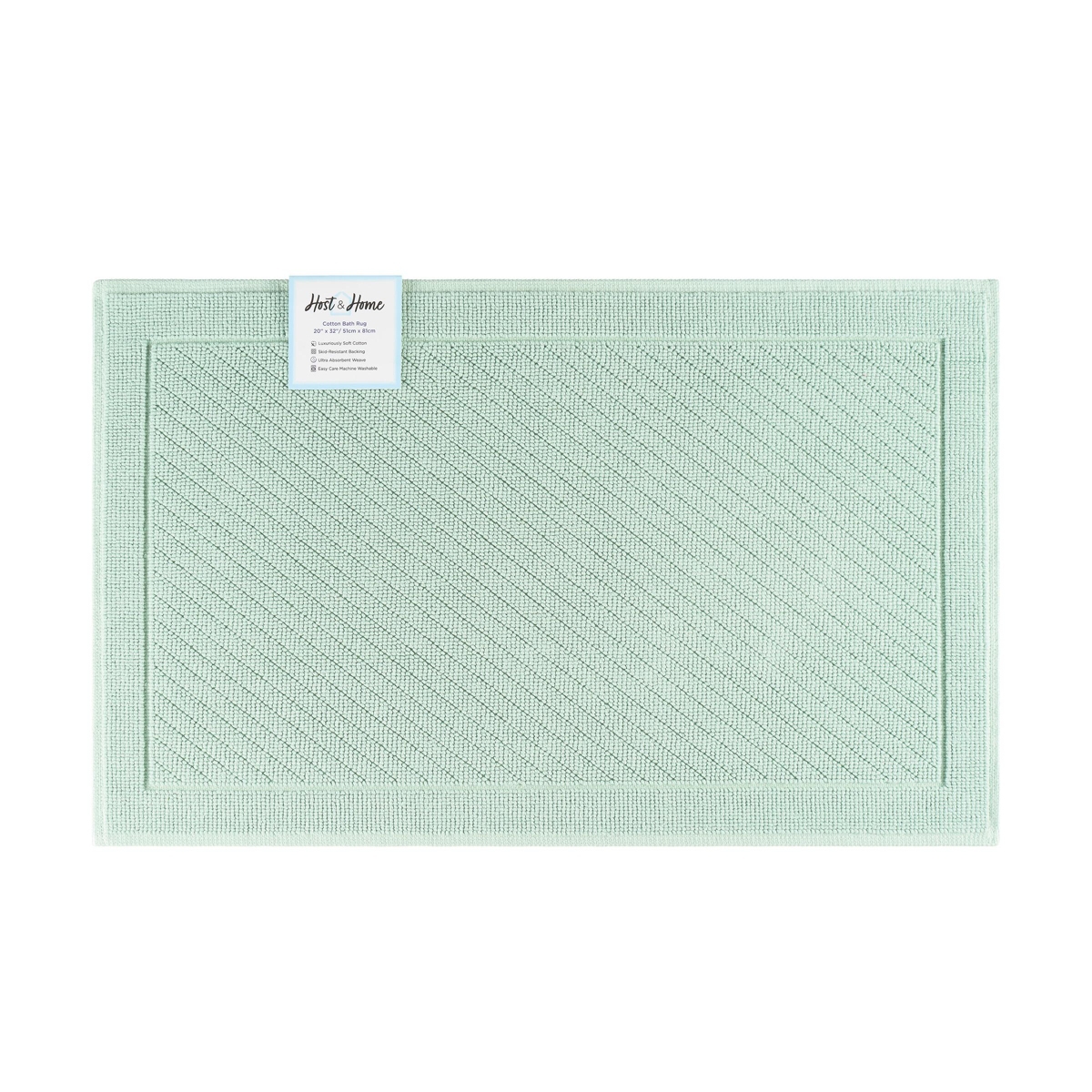 Host & Home Cotton Bath Rug, Stylish Textured Woven Design, Slip Resistant Backing, 5 Color Options, 20x32
